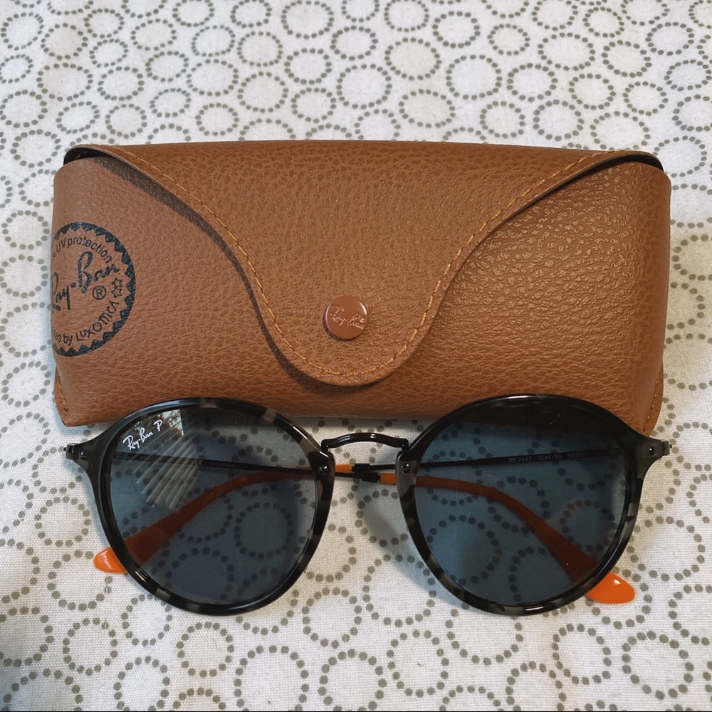 Ray-Ban Round Fleck Sunglasses Blue Polarized